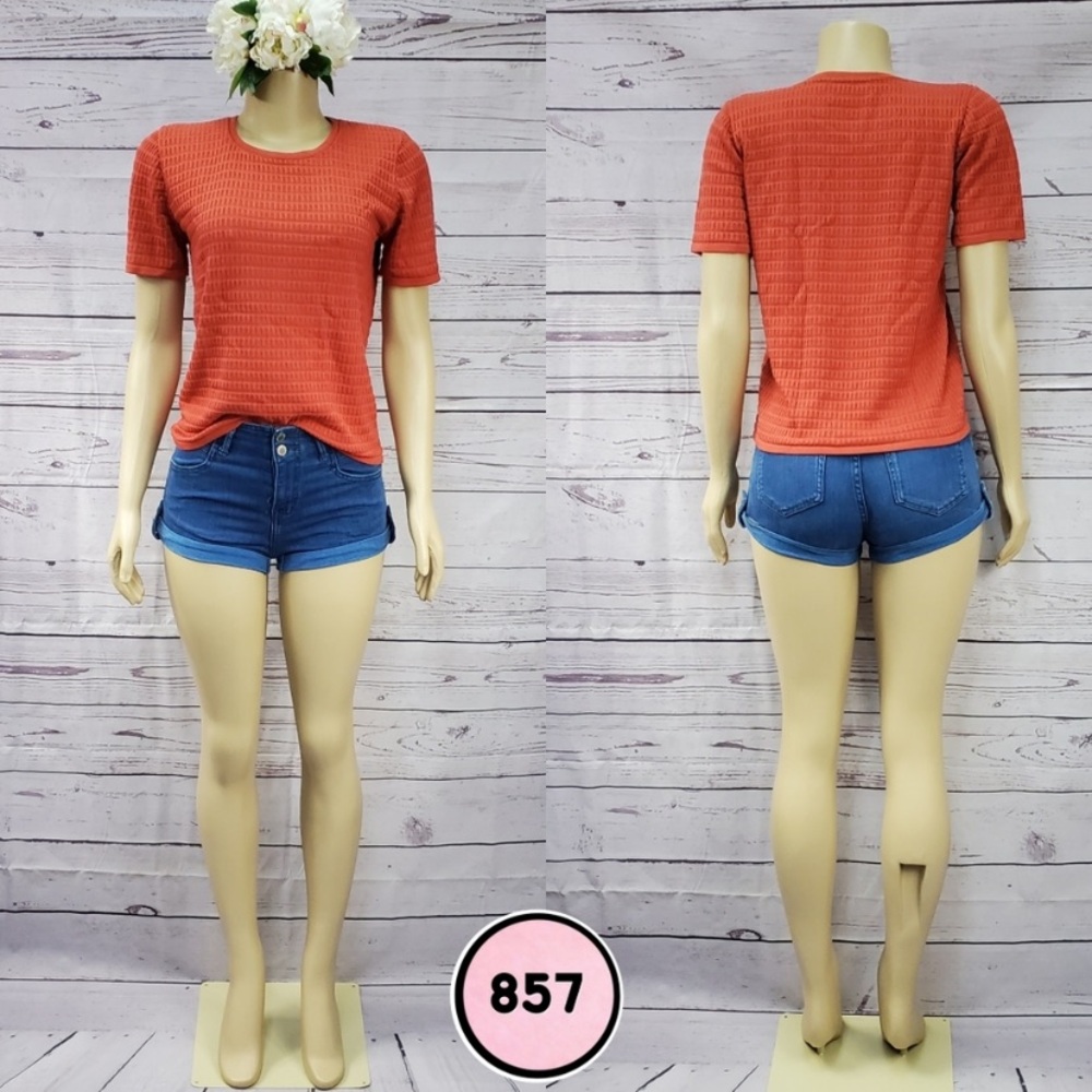 COPY Alfred Dunner Knit Short Sleeve Sweater Tee in Pumpkin Orange 🎃
